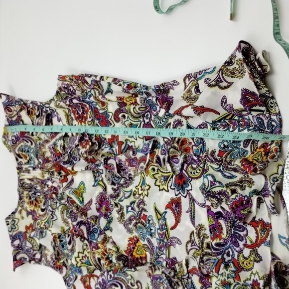 Banana Republic Colorful Sleeveless Paisley Ruffle Pleated Top - Picture 9 of 11